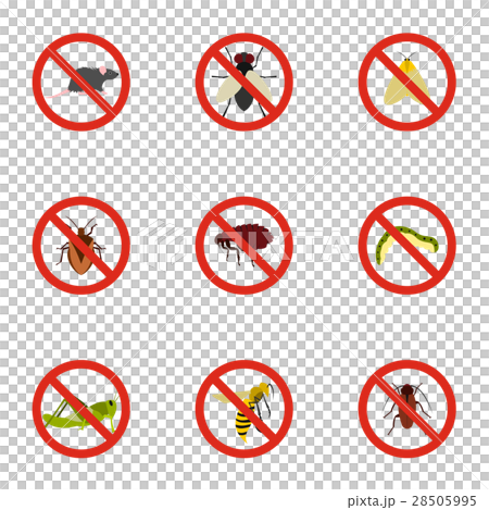No insects icons set, flat style No insects icons set, flat style 28505995