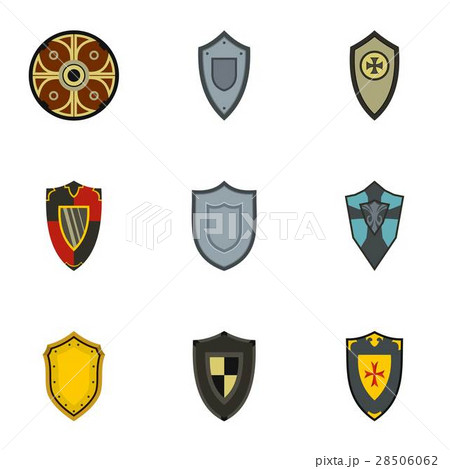 Army shield icons set, flat style 28506062