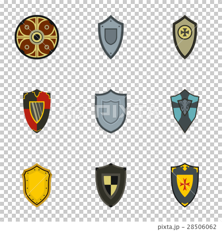 Army shield icons set, flat style 28506062