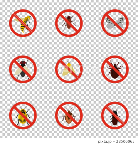 Signs of insects icons set, flat style 28506063