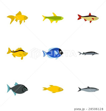 Ocean fish icons set, flat style 28506128