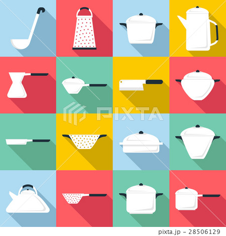 Tableware icons set, flat style 28506129