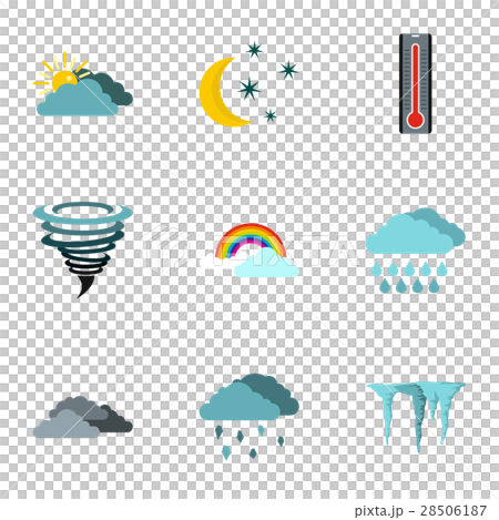 Weather Forecast Icons Set Flat Styleのイラスト素材 28506187 Pixta