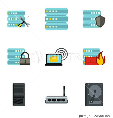 Data icons set, flat style Data icons set, flat style 28506409