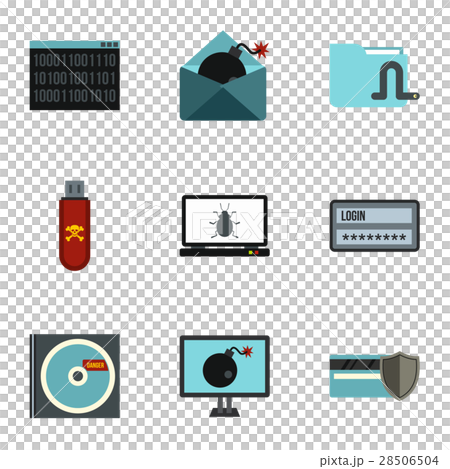 Cracking icons set, flat style Cracking icons set, flat style 28506504