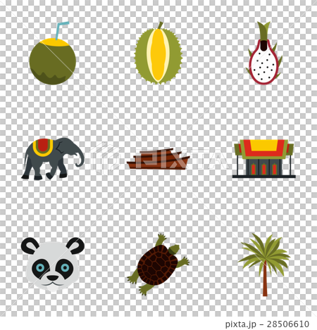 Tourism in Thailand icons set, flat style 28506610