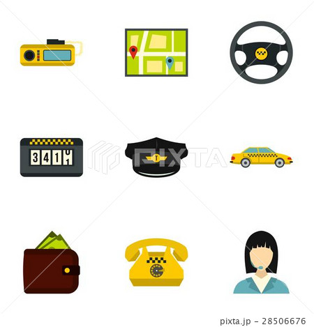 Taxi custom icons set, flat style Taxi custom icons set, flat style 28506676