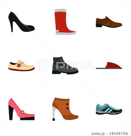 Footgear icons set, flat style 28506708