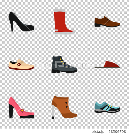 Footgear icons set, flat style 28506708