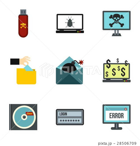Hacking icons set, flat style 28506709