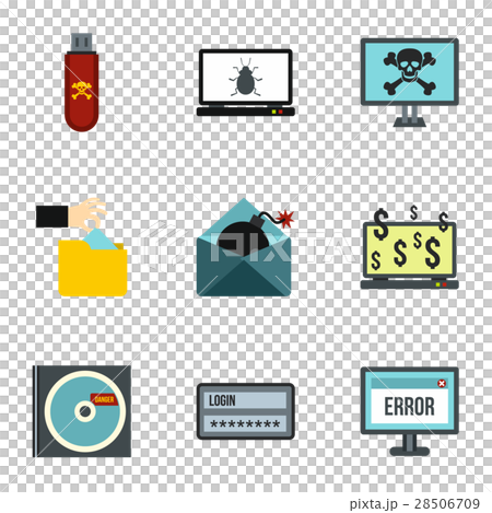 Hacking icons set, flat style 28506709