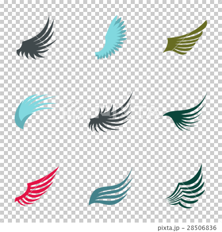 Wings of bird icons set, flat style Wings of bird icons set, flat style 28506836