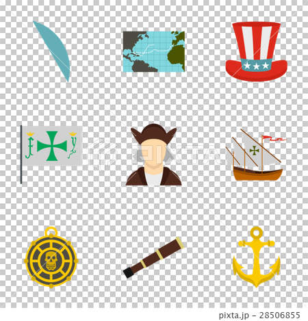 Columbus Day icons set, flat style 28506855
