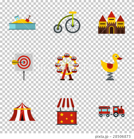 Rides icons set, flat style - Stock Illustration [28506873] - PIXTA