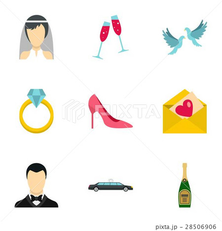 Wedding icons set, flat style Wedding icons set, flat style 28506906