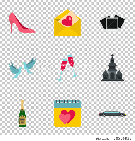 Wedding ceremony icons set, flat style Wedding ceremony icons set, flat style 28506933