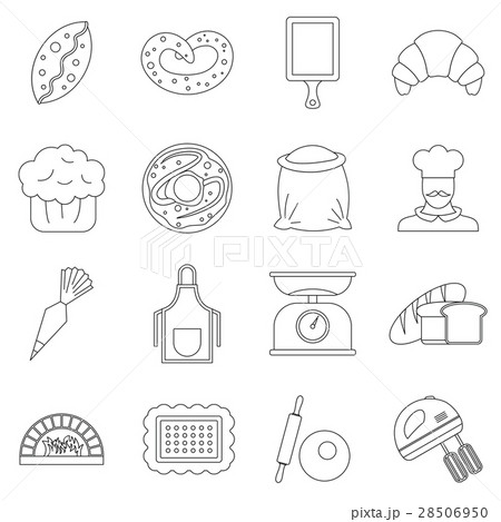 Bakery icons set, outline style 28506950