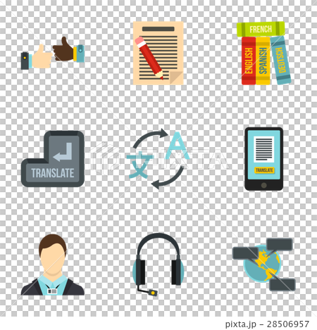 Foreign language icons set, flat style - Stock Illustration [28506957 ...