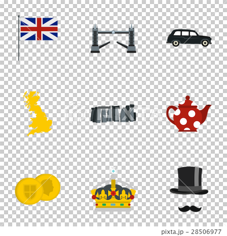 Tourism in United Kingdom icons set, flat style Tourism in United Kingdom icons set, flat style 28506977