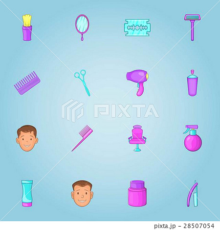 Barbershop icons set, cartoon style Barbershop icons set, cartoon style 28507054
