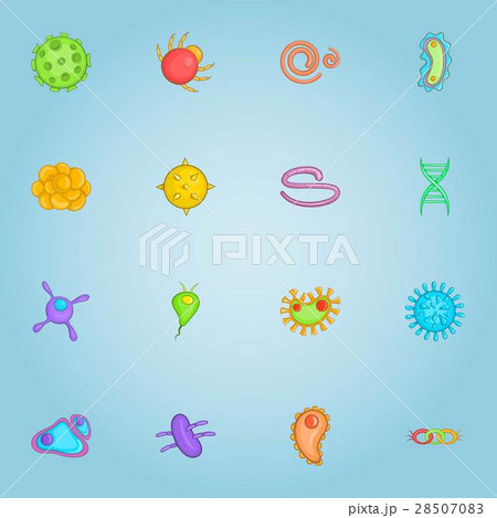 Viruses and bacteria icons set, cartoon style 28507083