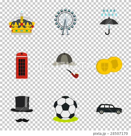 Holiday in United Kingdom icons set, flat style Holiday in United Kingdom icons set, flat style 28507170