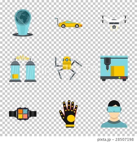 Innovative device icons set, flat style 28507198