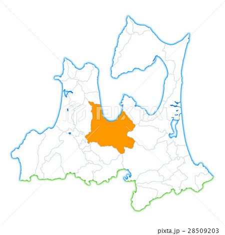 青森市と青森県地図のイラスト素材