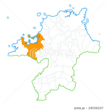 福岡市と福岡県地図のイラスト素材 28509207 Pixta