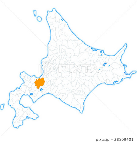 札幌市と北海道地図のイラスト素材