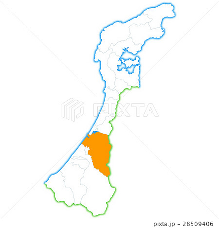 金沢市と石川県地図のイラスト素材