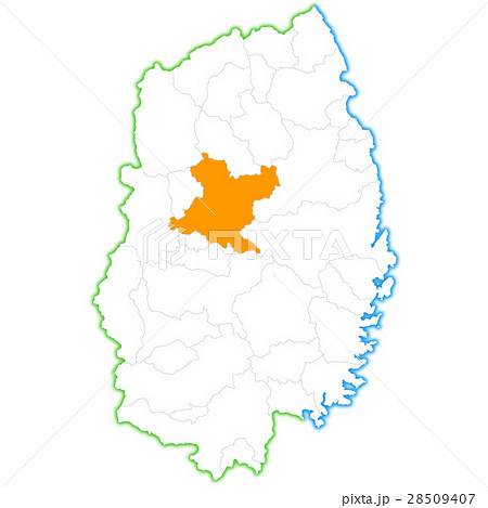 盛岡市と岩手県地図のイラスト素材