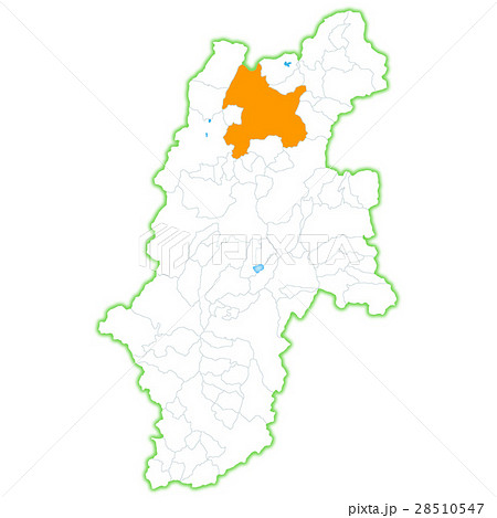 長野市と長野県地図のイラスト素材