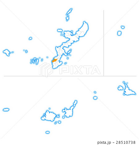 那覇市と沖縄県地図のイラスト素材