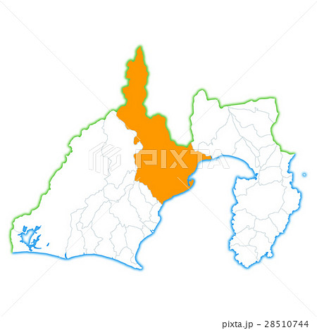 静岡市と静岡県地図のイラスト素材