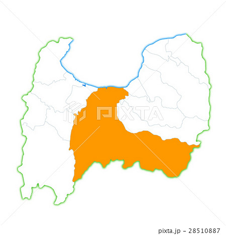 富山市と富山県地図のイラスト素材