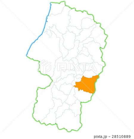 山形市と山形県地図のイラスト素材