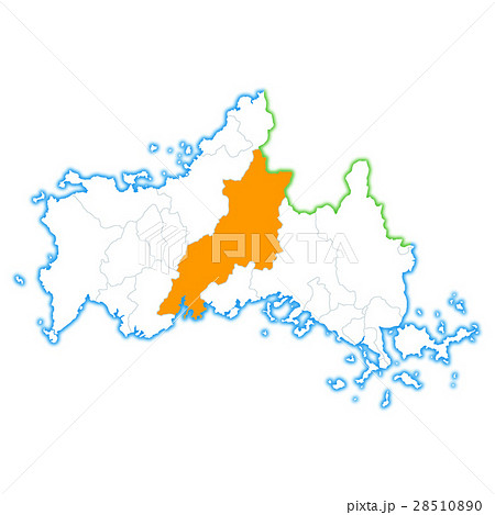 山口市と山口県地図のイラスト素材