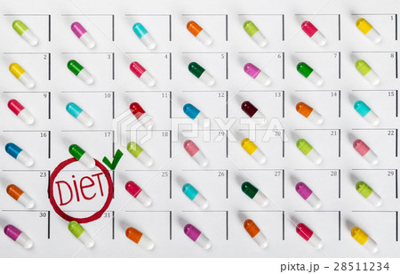 pills of different colors  28511234
