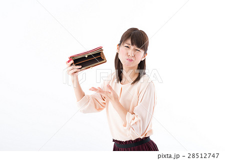 若い女性、お財布、空っぽ、困る 28512747