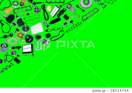 Spare parts car on the green background Spare parts car on the green background 28514744