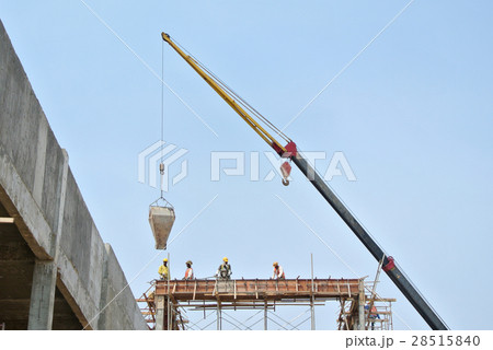 Concrete lifted using the steel bucket.  28515840