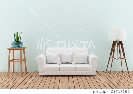 white sofa decorate with tree and lamp in the room 28517169