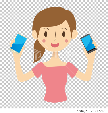A woman holding two smartphones A woman holding two smartphones 28517768