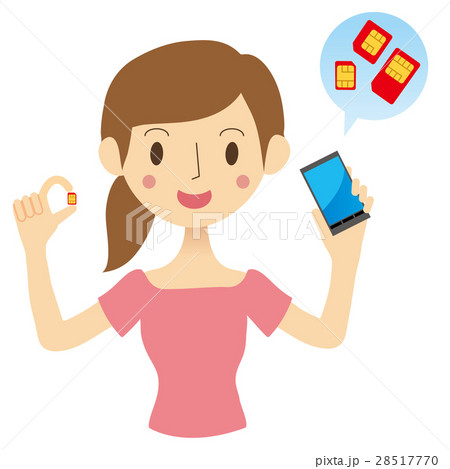 SIMカードとスマートフォンを持った女性 28517770