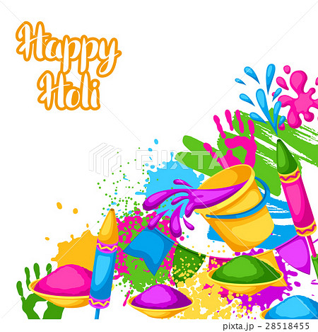 Happy Holi colorful background. Illustration of - Stock Illustration  [28518455] - PIXTA