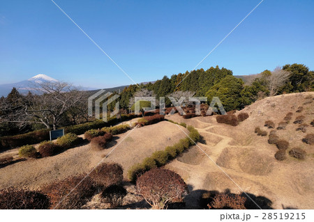 【国史跡・日本100名城】山中城 障子堀と富士山 28519215