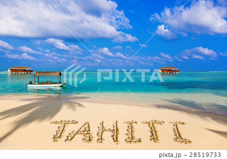 Word Tahiti on beach 28519733