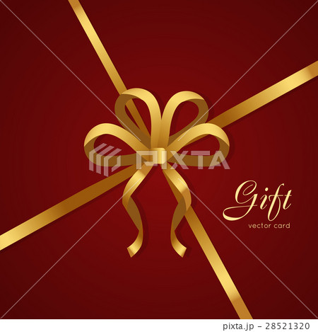 Gift. Golden Narrow Ribbon. Bow with Four Petals 28521320