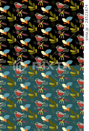 Bullfinch seamless season pattern set. Vector 28521874